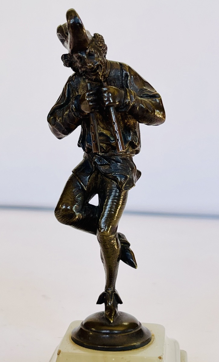 Ménestrel flûtiste en bronze -photo-8